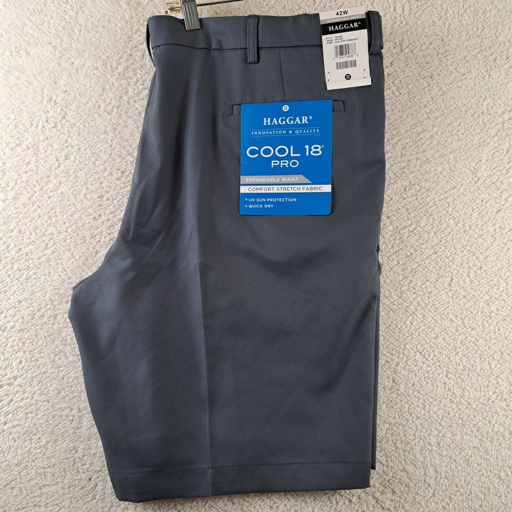 Haggar Cool 18 Pro Shorts Mens Size 42 4-Way Stretch Comfort Dark Gray New